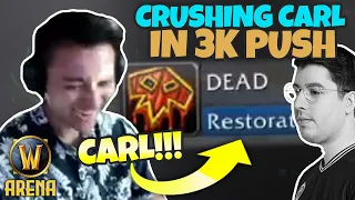 DOMINATING Carl in Under a Minute w/ Xaryu and Born - 3k 3s Push Full Gameplay | Pikaboo | WoW Arena