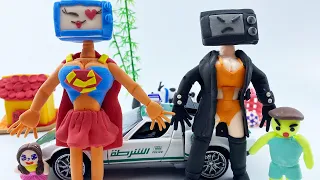 Satisfying Video | Making New Super Woman and TV Woman Love Story with clay