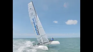 Nacra F18 Evolution sailed by Kean Edge Racing,  training the day before the 2024 National Titles