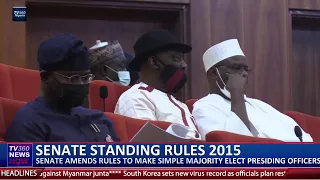 SENATE AMENDS STANDING RULES, OKAYS SIMPLE MAJORITY FOR ELECTING PRESIDING OFFICERS