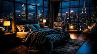 Relaxing Slow Jazz Music 24/7 For Work, Focus, Deep Sleeping - Rainy Day at 4K Luxury Penthouses