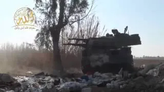 Syrian Rebels attacking Syrian Army troops with ZSU 23 4