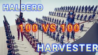 100 HALBERD VS 100 HARVESTER TABS - Totally Accurate Battle Simulator