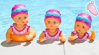👣 Noa et Noe Bébés Nenuno ont de nouvelles amies! Les triplés vont au cours de natation pour bébé !