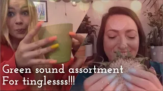 ASMR: Fast and aggressive GREEN themed sound assortment COLLAB with Tapping Whispers ASMR