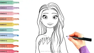 Elsa Drawing| Anna Drawing for Kids | How To Draw Frozen for Toddlers| Frozen 2 Drawing 🖍️✨