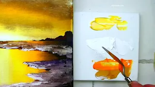 Beautiful Ocean Sunset | oval brush painting technique