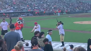 Mascot breakdancing