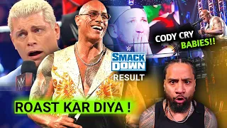 THE ROCK FUNNY 😂ROAST CODY RHODES | Jimmy Vs Jey NOW OFFICIAL | WWE SMACKDOWN RESULTS