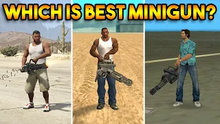 GTA 5 MINIGUN VS GTA SAN ANDREAS MINIGUN VS GTA VICE CITY MINIGUN : WHICH IS BEST?