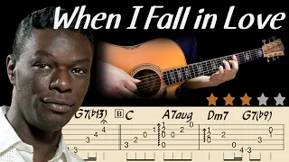 💗When I Fall in Love - Nat King ColeㅣJazz Fingerstyle Guitar TutorialㅣEasy FingerstyleㅣTabs &Chords