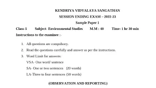 Class-4 EVS / 2023 SEE / Annual Exam Question Paper For KENDRIYA VIDYALAYA (KVS) Students