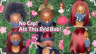 Frontal Method Closure Install Tutorial! Sew In Burgundy Color Bob Hair Ft. #ULAHAIR