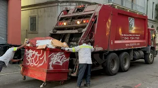River Parish Disposal Mack MR Heil Rear Loader Garbage Truck on Overloaded Dumpsters