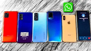 OPPO A54 + Blackview A90 + iPhone Xs + Xiaomi RN 11 + Samsung Note 10 & Z Fold3 WhatsApp Calls