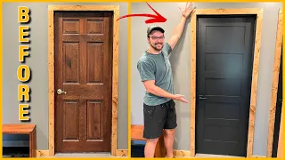 How to UPGRADE YOUR DOORS Without Removing the Jamb or Trim (Slab Door Install)