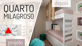 3 CAMAS EM QUARTO MICRO DE 8m² ! QUARTO DE MENINA SUPER FUNCIONAL