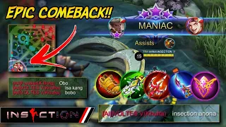 iNSECTiON Totally Destroyed Enemy Trashtalker, Toxic, Hater! | MANIAC Rank Gameplay | MLBB