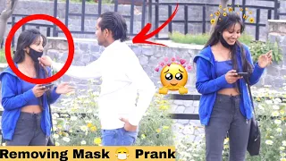 Face Removing Mask on cute Girl's (epic reaction) || deva prank tv