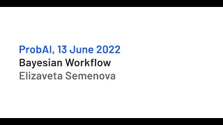 "Bayesian Workflow" by Elizaveta Semenova