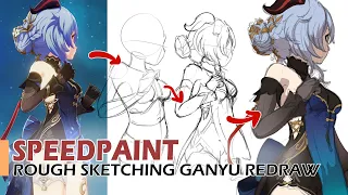 【GENSHIN IMPACT SPEEDPAINT】Screencap Redraw - Rough Sketching Ganyu Twilight Blossom