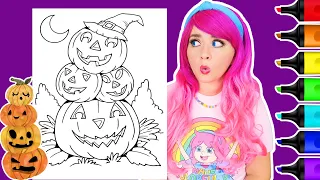 Coloring Halloween Pumpkins Stack Jack-o-Lanterns Coloring Page | Ohuhu Art Markers