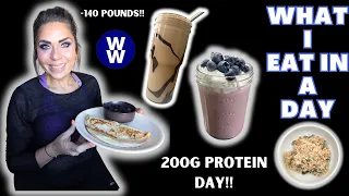 WHAT I EAT IN A DAY ON WW TO LOSE 140 POUNDS - OVER 200G OF PROTEIN DAY - TUSCAN CHICKEN PASTA!