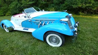 blue Auburn speedster walk around