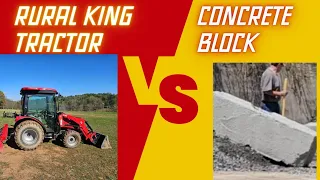 Rural King RK37 tractor VS 3800 pound Concrete block. Who wins?