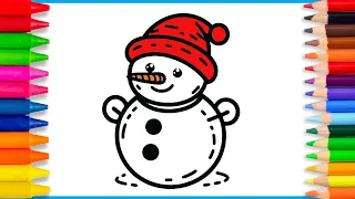 How to draw a Snowman☃️🎅🎄 Easy drawing and coloring for kids