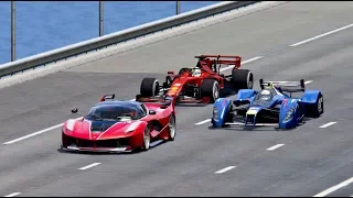 Ferrari F1 2019 vs Red Bull X2010 vs Ferrari FXX K - Drag Race