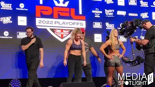 MARTINA JINDROVA VS KAYLA HARRISON - FULL WEIGH IN & FACE OFF (PFL LONDON 2022): MEDIA SPOTLIGHT UK