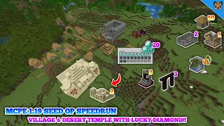 MCPE 1.19 Seed Op Speedrun - Village in Magrove Swamp - Desert temple with 9 Diamond!!