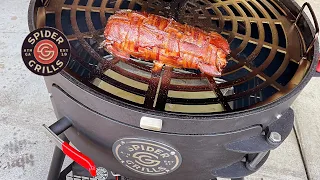 All New Spider Grills Huntsman 22” Smart Kamado Kettle Smoker/ Bacon Wrapped Stuffed Pork Tenderloin