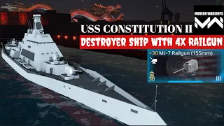 USS Constitution II Destroyer Ship With 4X Railguns Good Damage Tier 3 - Modern Warships