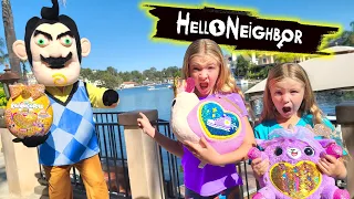 Hello Neighbor Prank Steals Our Rainbocorns! Toy Scavenger Hunt!!!