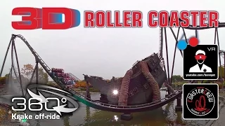 3D 360° Roller Coaster - Krake  B&M Dive-Coaster - VR180 Experience POV off-ride Heide Park