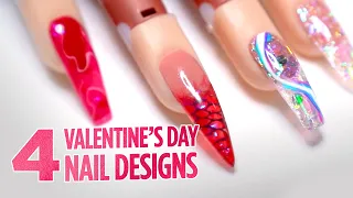❤️ 4 Stunning Valentine's Day Nail Designs | How To Create with Gel & Acrylic