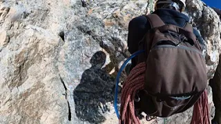 Grand Teton 360° Descending Owen's Spaulding route 5: 120 foot rappel