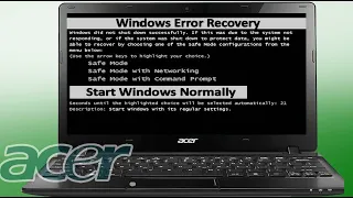 Windows Error Recovery, Blue screen starting windows, Start Windows Normally | Acer Laptop