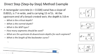 Classify WSP and apply the direct step (step-by-step) method for GVF - CE 331, Class 36 (8 Apr 2024)