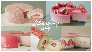 5 Strawberry Cake Recipe * Baking & Dessert Video * Cheesecake, Roll cake