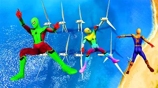GTA 5 Rainbow Spiderman Water Ragdolls (Jumps to Windmills & Fails) #4