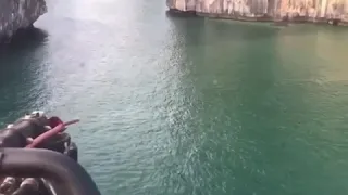 Tight water canyon in Vietnam with my helicopter