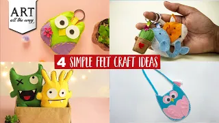 4 Simple Felt craft Ideas | Gifts for her | Felt compilation