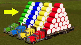 LAND OF COLORS ! COTTON BALE AUTO LOADER TRUCKS! TRANSPORT and SELLING! Farming Simulator 19