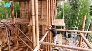 The boy builds a two-story by bamboo villa house | WU Vlog ▶ 41