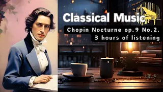 [Classic]Chopin -  Nocturne op 9 No 2 .Listen for 3 hours straight(쇼팽의 녹턴 Op. 9 No. 2) 3시간연속듣기,독서,집중