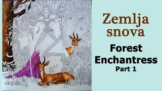 Colouring 'Zemlja snova' Forest Enchantress. Part 1 / Colored pencils / Раскраска-антистресс