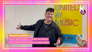 Pressestatement ISAAK nach dem 12. Platz im ESC-Finale 2024 | Deutschland Eurovision Song Contest